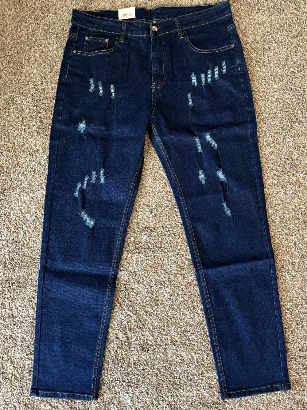 Blue Distressed jeans 36x30 (stretch) 11" rise-NEW